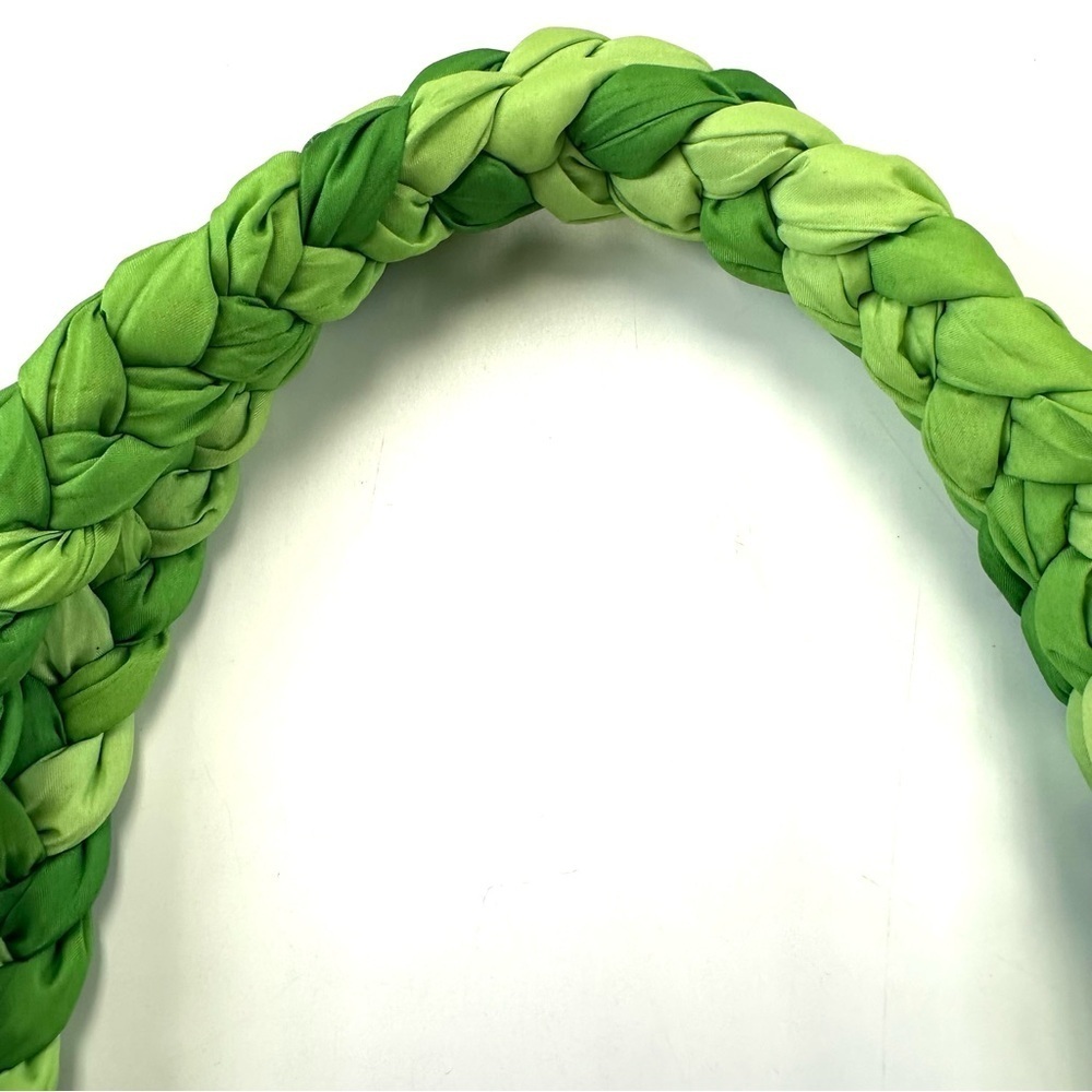 Cappelli NWT straw handbag kiwi green straw with braided handle zip top - Picture 4 of 10